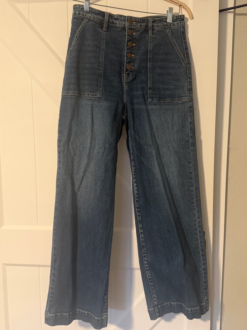 Nature Denim Wide Leg Jeans Size 11/29 Button Fly Utility Pockets